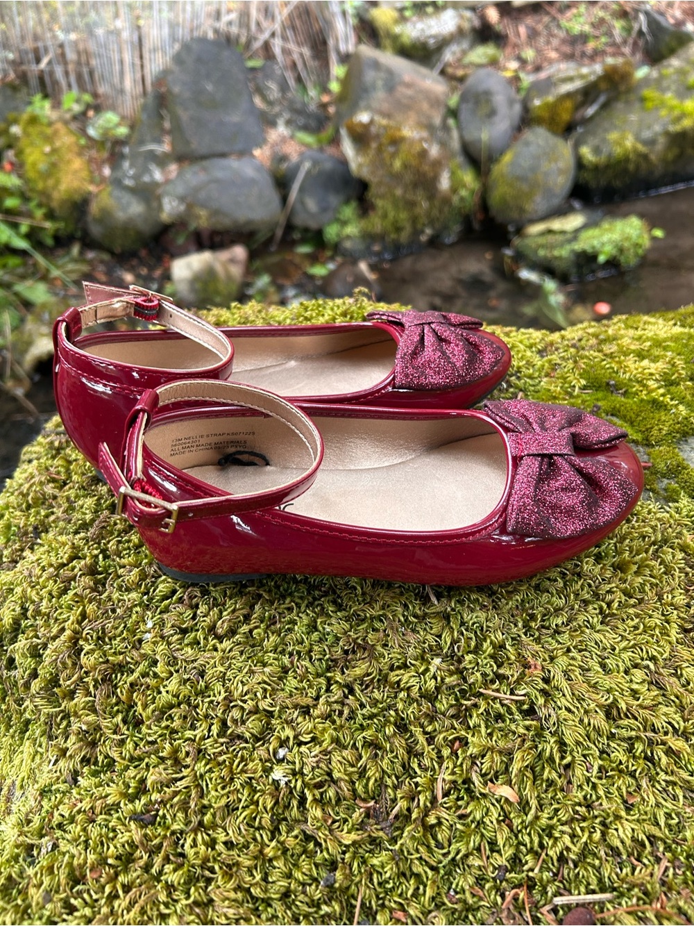 SUGAR - Girls Red Glitter Bow Ankle-Strap Flats - Picture 4 of 9